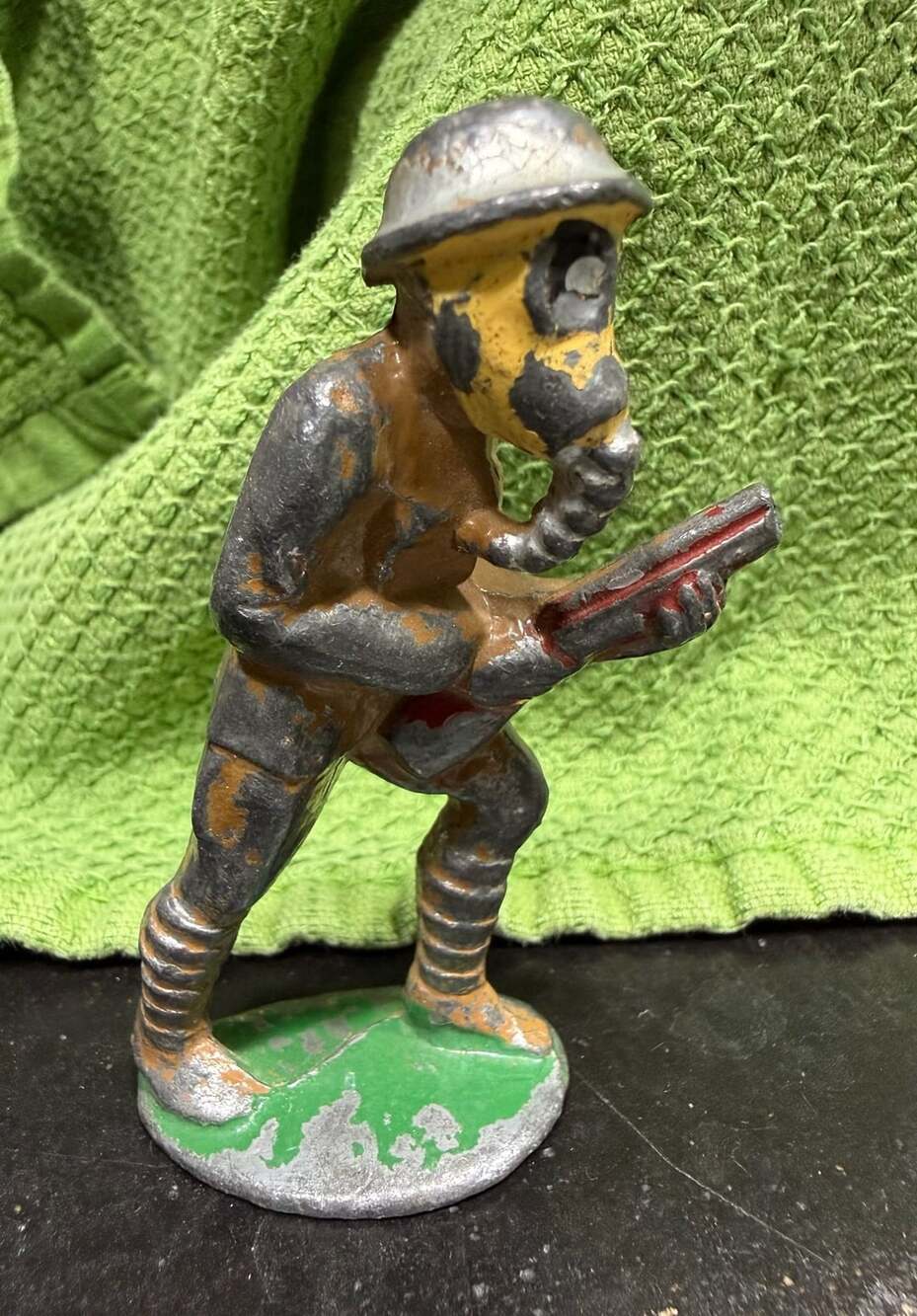 Vintage Barclay Manoil WWI Soldier With Gas Mask